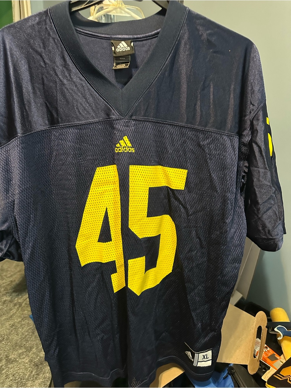Adidas Men’s Navy Blue Number 45 Athletic Michigan Jersey